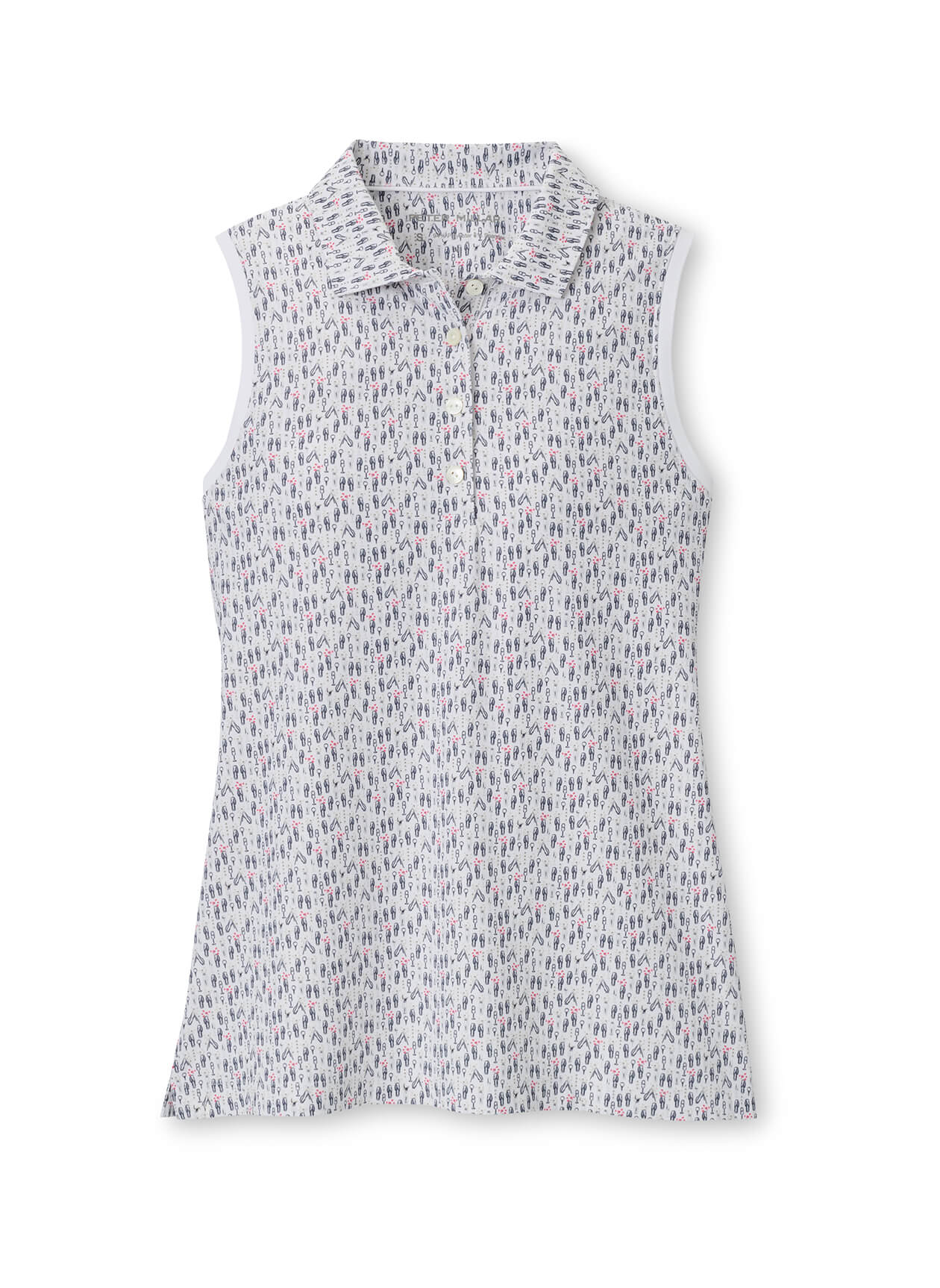 Peter Millar Women's Poppies In Play Banded Sport Mesh Sleeveless Button Polo