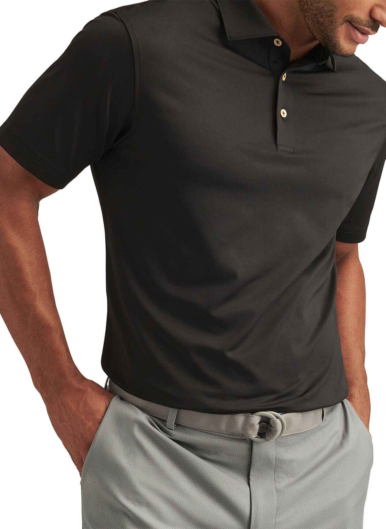 Peter Millar Men's Solid Performance Polo - Self Collar