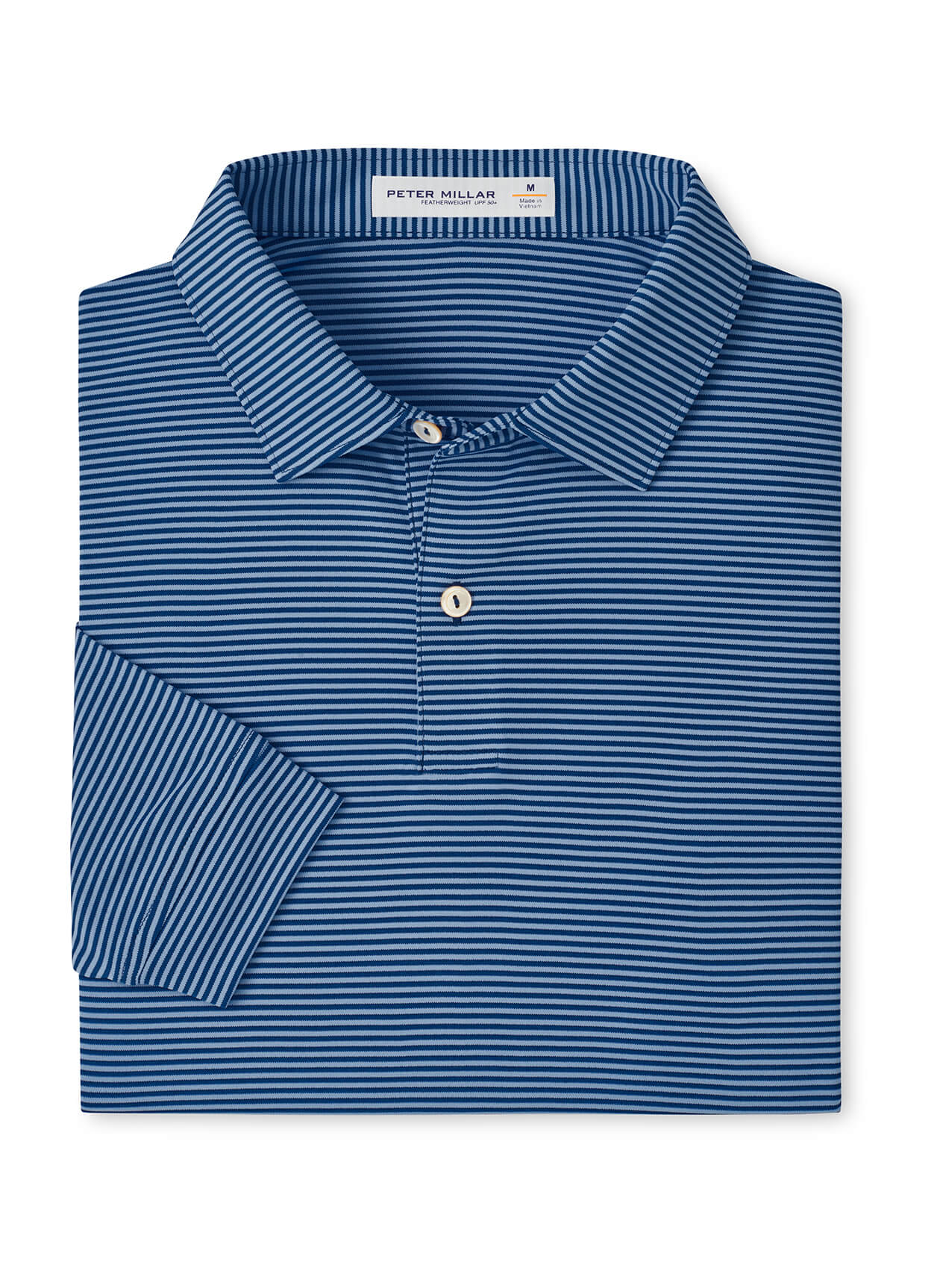 Peter Millar Men's Featherweight Market Stripe Long-Sleeve Performance Polo