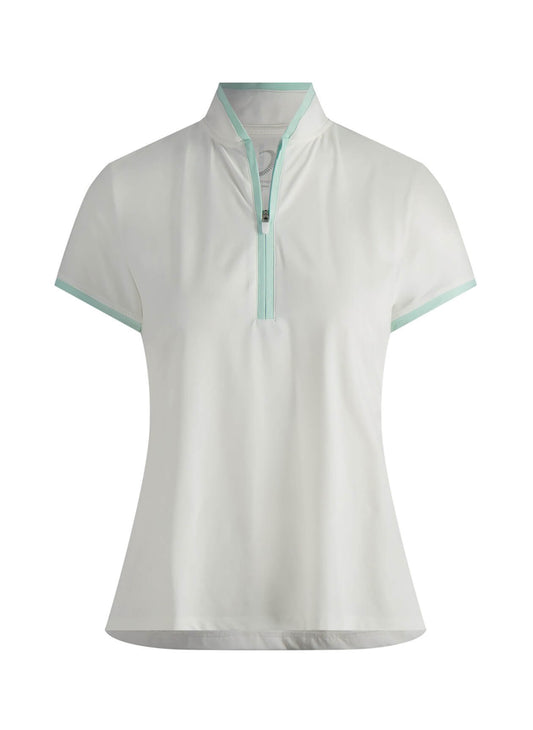 Zero Restriction Women's Chloe Cap Sleeve Zip Mock Polo