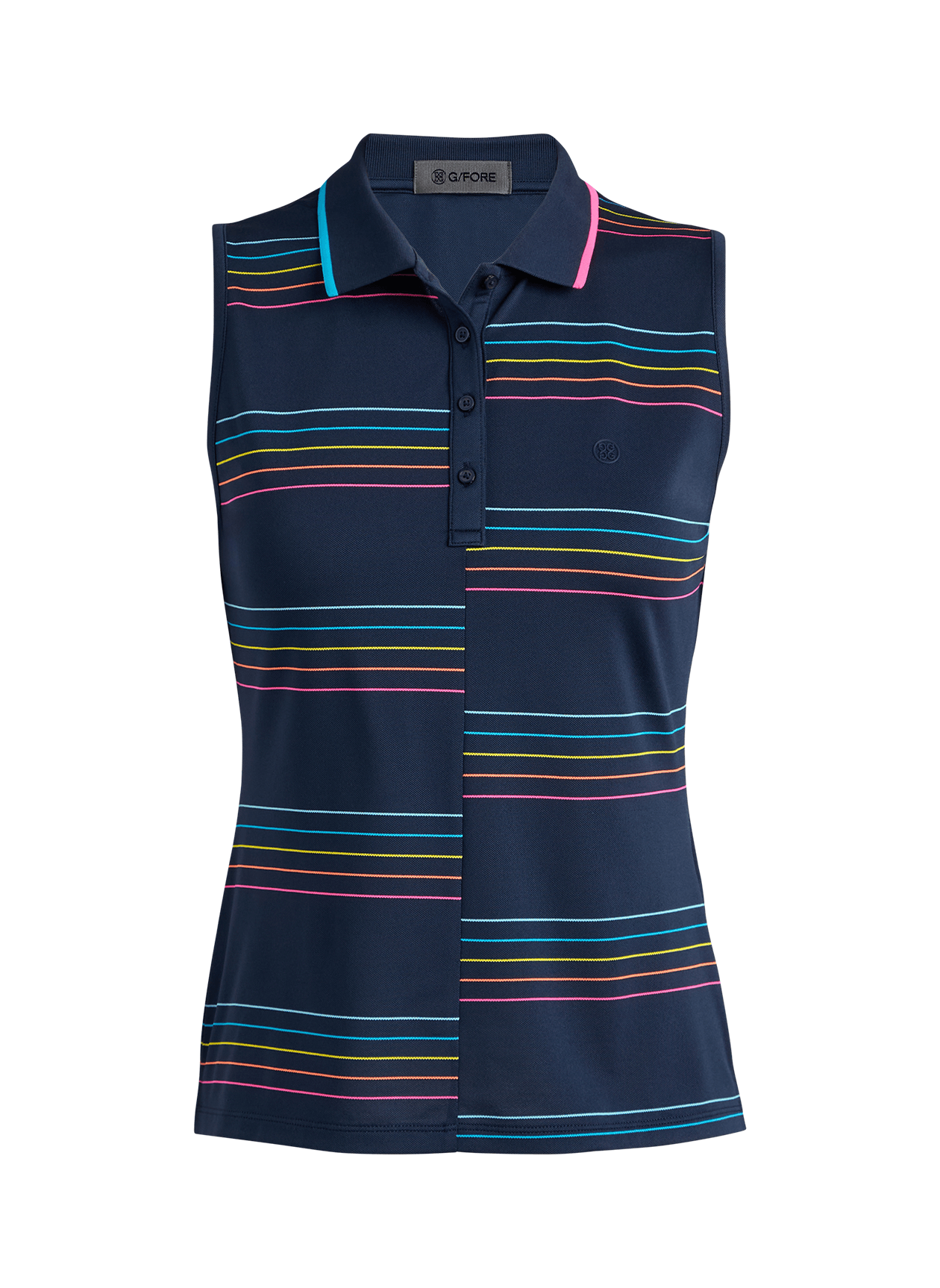 G/FORE Women's Split Stripe Tech Pique Sleeveless Polo