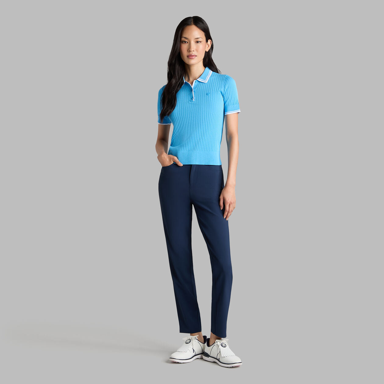 G/FORE Women's Ribbed Knit Polo Sweater