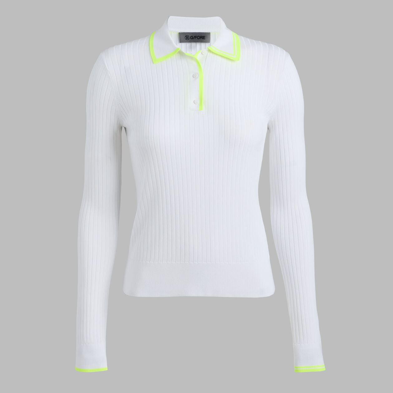 G/FORE Women's Ribbed Knit Long Sleeve Polo Sweater