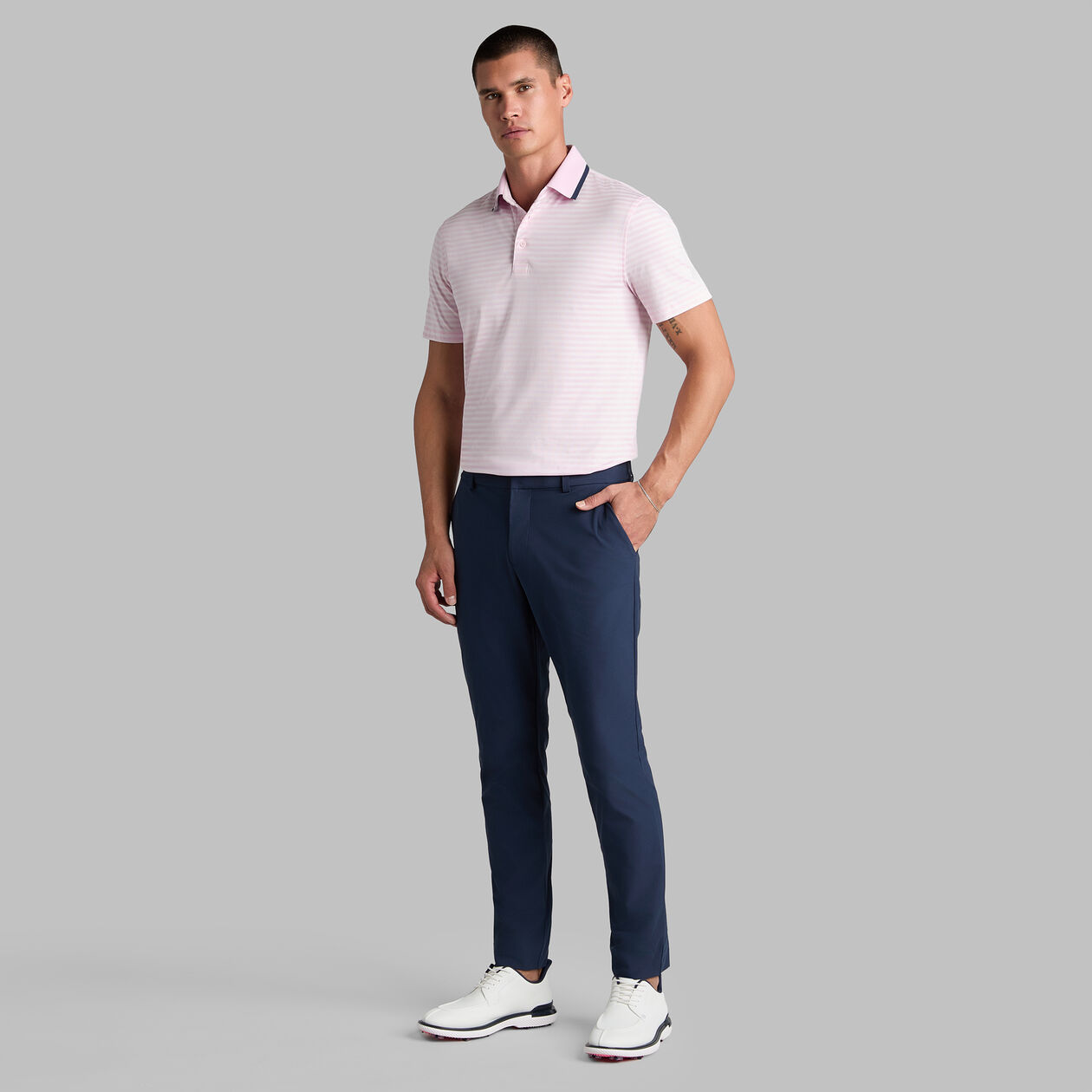 G/FORE Men's Perforated Stripe Jersey Polo