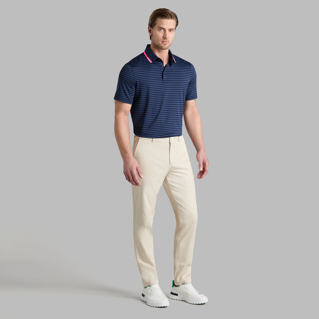 G/FORE Men's Perforated Stripe Jersey Polo