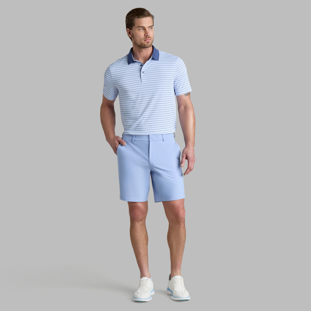G/FORE Men's Herringbone Stripe Tech Jersey Polo