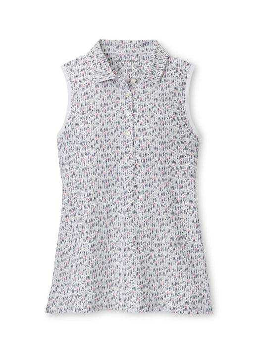 Peter Millar Women's Poppies In Play Banded Sport Mesh Sleeveless Button Polo