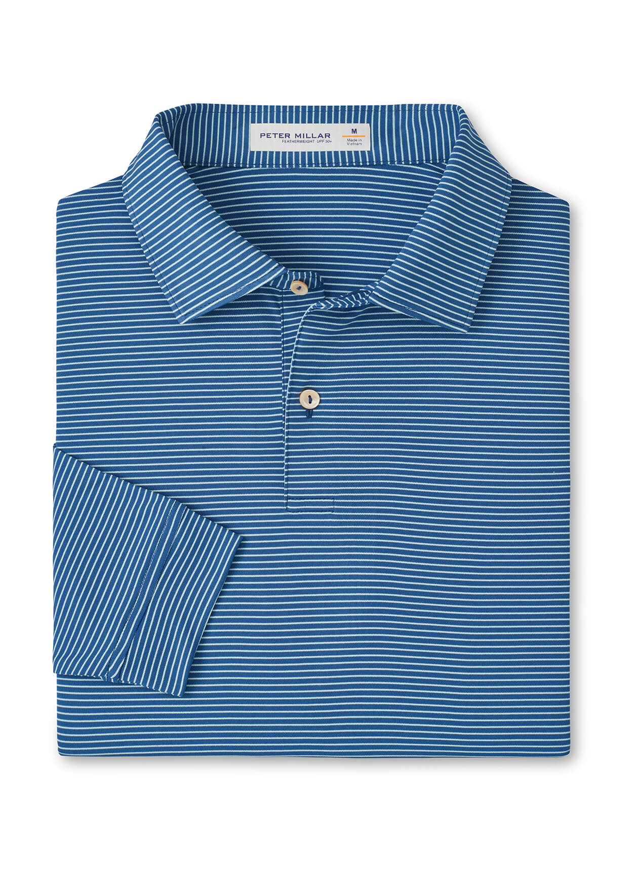 Peter Millar Men's Featherweight Stripe Long-Sleeve Performance Polo