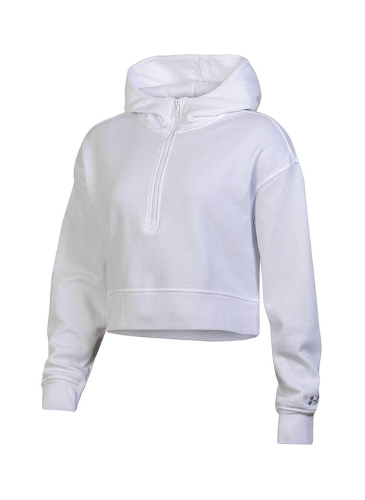 Under Armour Women's White Rival Fleece Half-Zip Hooded Sweatshirt